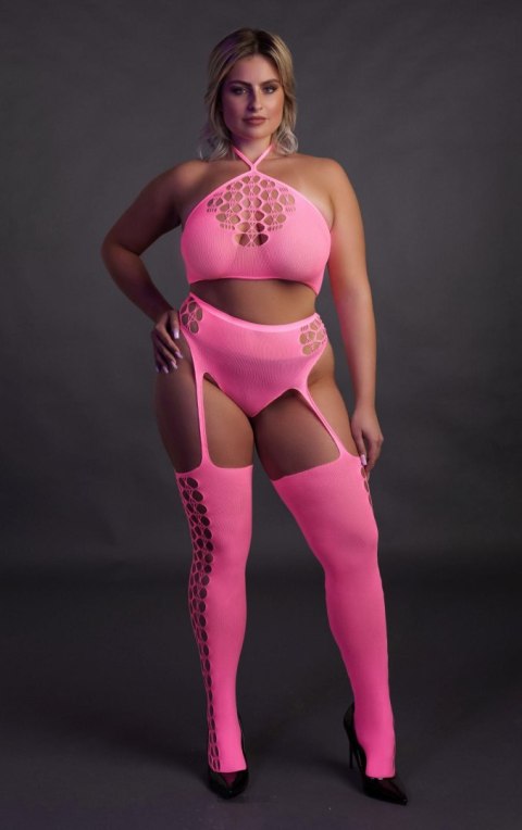 Two Piece with Crop Top and Stockings XL/XXXXL SHOTS