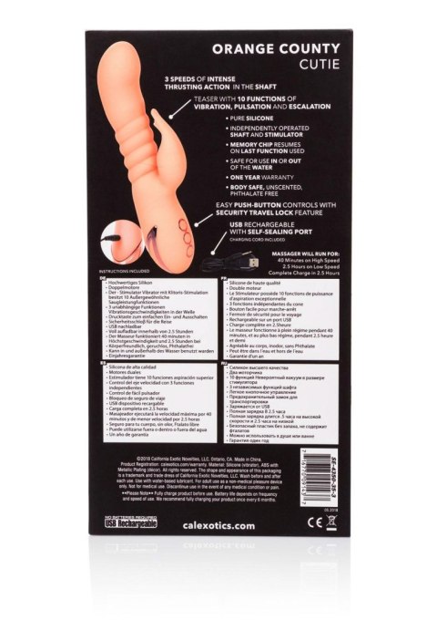 Wibrator silikonowy Calexotics Orange County Cutie pomarańczowy USB CalExotics