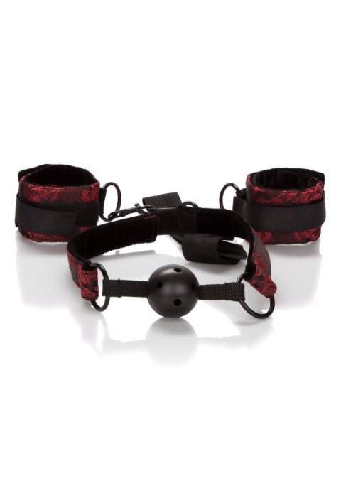 Breathable Ball Gag With Cuffs Black SCALA