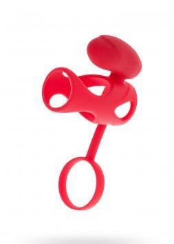 Duży pierścień na penisa jądra klatka wibrująca Black&Red by TOYFA