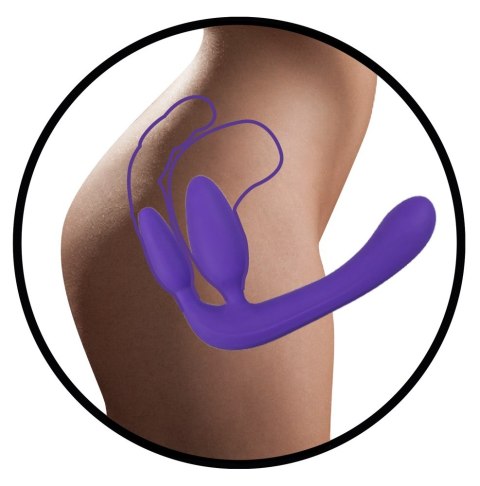 Potrójne dildo strap-on penetracja każdej dziurki Strapless Strap-On