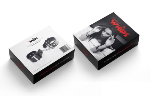 Kajdanki-WHIPS lakier, kajdanki damskie na ręce, czarne, kryształki Whips Collection