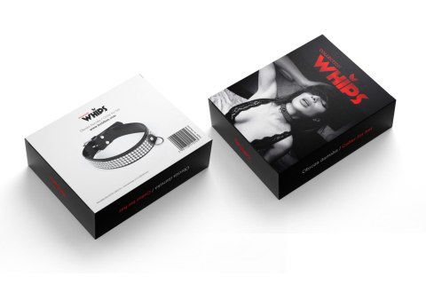 Wiązania-WHIPS lakier, obroża damska z kryształkami, czarna, 3cm Whips Collection