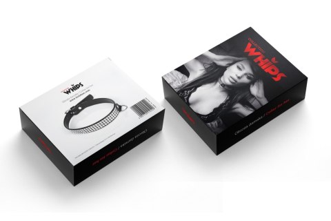 Wiązania-WHIPS lakier, obroża damska z krysztłakami, czarna, 2cm Whips Collection