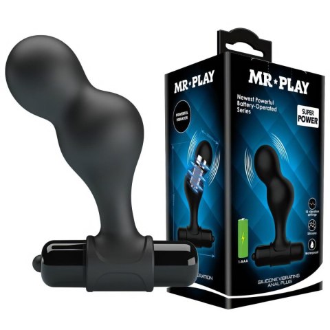 Mr. Play Silicone Anal Plug, 10 functions of vibration Black Pretty Love