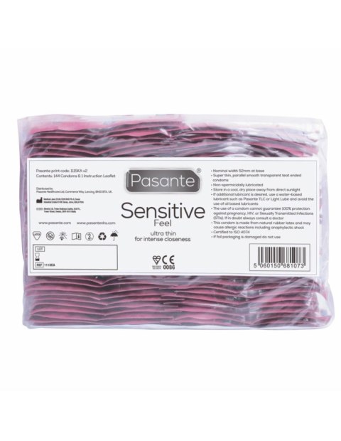 Pasante Sensitive/Feel Condomsl Bulk Packs 144 pcs Pasante