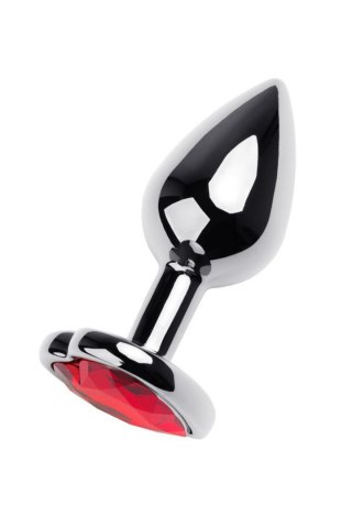 Silver anal plug with pink gem heart-shaped Metal by TOYFA