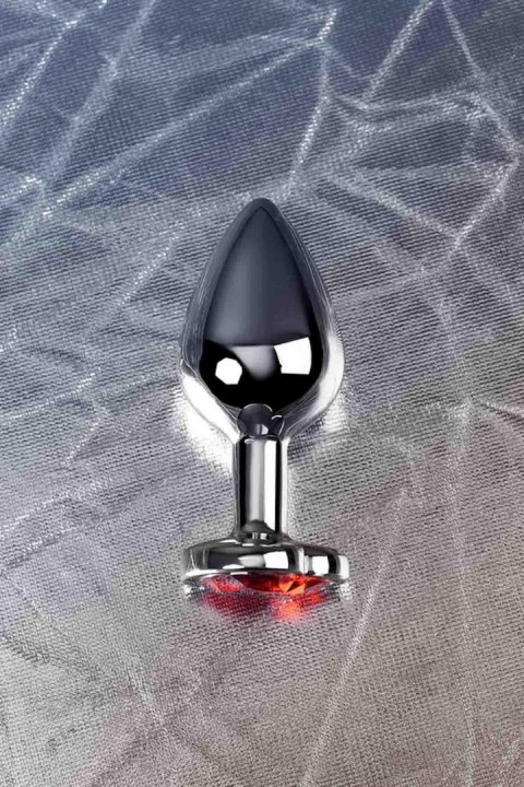 Silver anal plug with pink gem heart-shaped Metal by TOYFA