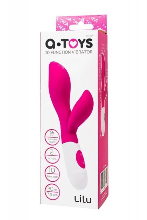 A-TOYS, Vibrator Lilu with Clitoral Stimulator, Silicone, Pink, 20 cm, 10 speeds, 2xAAA Boss of toys