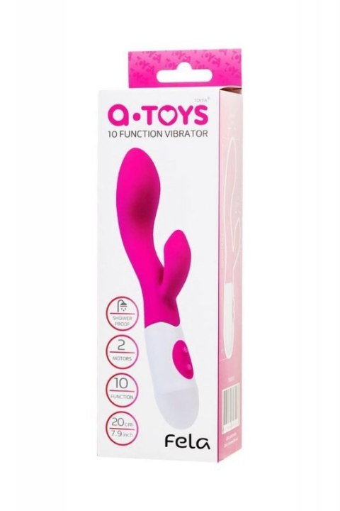 A-TOYS, Vibrator Fela with Clitoral Stimulator, Silicone, Pink, 20.5 cm, 10 speeds, 2xAAA Boss of toys