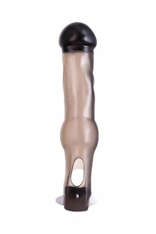 XToyFa XLover, Penis Sleeve, for increase in size with vibration, TPE, transparent black, 19.4 cm Boss of toys