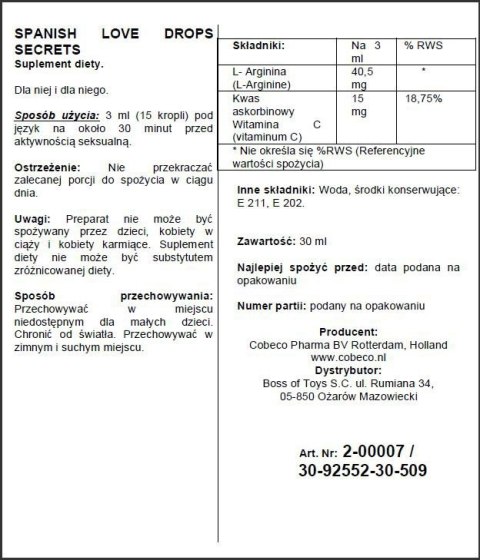 Supl.diety-Spanish Love Drops Secrets Boss of toys
