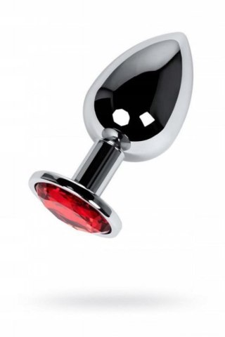 Silver anal plug TOYFA Metal with red round-shaped gem, Boss of toys