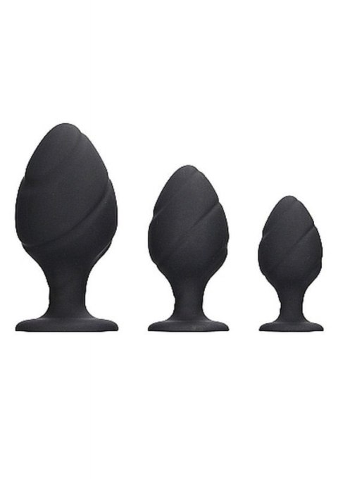 Swirled Butt Plug Set - Black Boss of toys