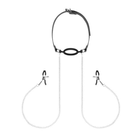 Bedroom Fantasies - Nipple Clamps & Silicone Gag Ring Black Boss of toys