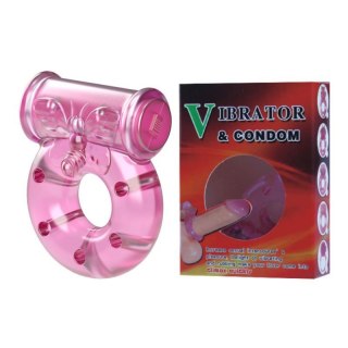 Vibrating Cock Ring & Condom Set - Pink Boss of toys