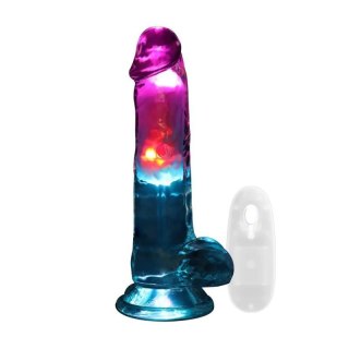 LED Vibrating Straight Cock with Balls - 7" / 18 cm - Transparent Boss of toys
