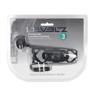 Vibrating Cage Silicone Cock Sleeve and Ball Ring - Black Boss of toys