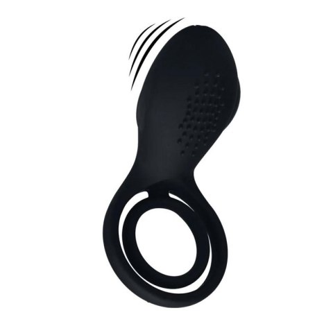 Vibrating Cock and Ball Ring with Winged Stimulator - Black Boss of toys