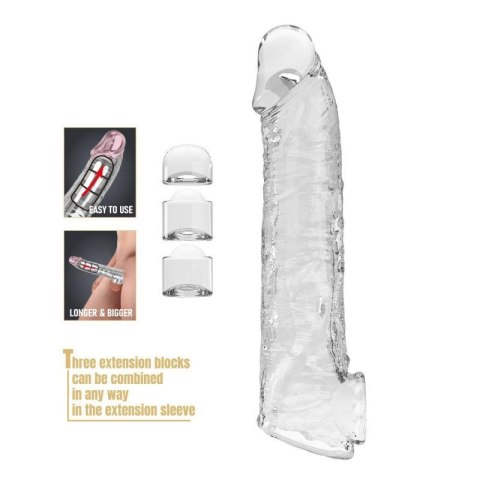 Pretty Love Extension Penis Sleeve with Modular Length Blocks - Clear - 26 cm Boss of toys