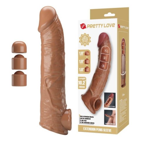 Pretty Love Extension Penis Sleeve with Modular Length Blocks - Dark Brown - 26 cm Boss of toys
