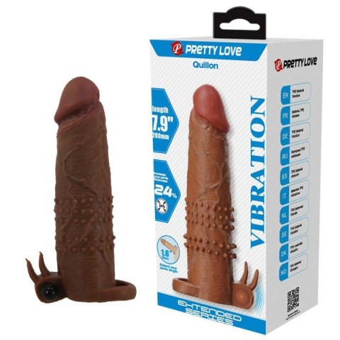 Pretty Love Quillon - 20 cm Vibrating Penis Sleeve Brown Boss of toys