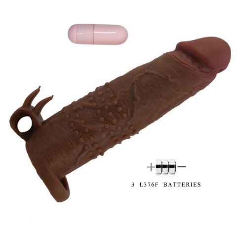 Pretty Love Quillon - 20 cm Vibrating Penis Sleeve Brown Boss of toys