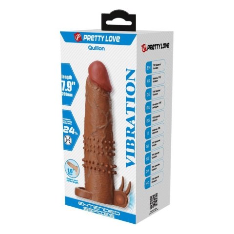 Pretty Love Quillon - 20 cm Vibrating Penis Sleeve Brown Boss of toys
