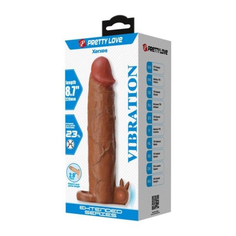 Pretty Love Xerxes - 22 cm Vibrating Penis Sleeve, Dark Brown Boss of toys