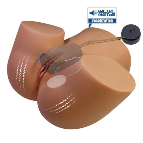 Crazy Bull Briony Realistic Vagina & Anal Masturbator with Vibrations - Brown Boss of toys