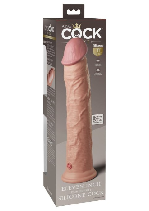 Miękkie silikonowe dildo z twardszym rdzeniem King Cock 11 Inch Dual Density Silicone Cock Light King Cock