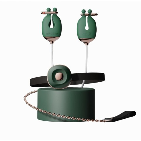 Zaciski No.2 Vibrating Nipple Clamps And Choker Set Green Qingnan Qingnan