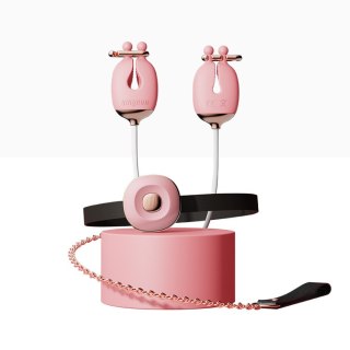 Zaciski No.2 Vibrating Nipple Clamps And Choker Set Pink Qingnan Qingnan