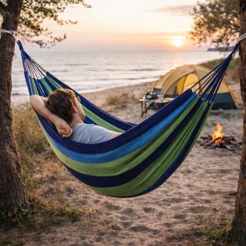 HAMAK OGRODOWY 200x80cm HUŚTAWKA LEŻAK WISZĄCY JEDNOOSOBOWY BUJAK Fortrade