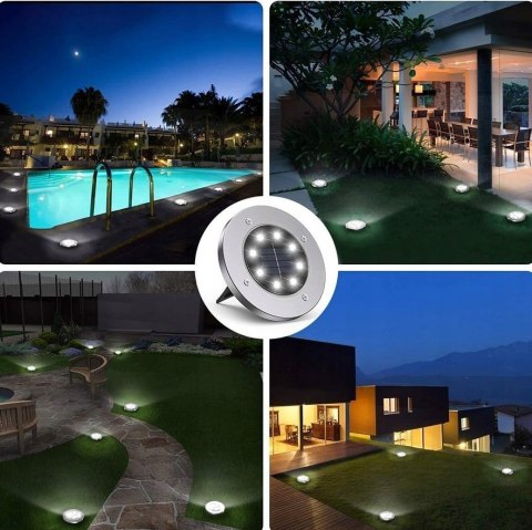 LAMPKA OGRODOWA SOLARNA DYSK LED WBIJANA NAJAZDOWA GRUNTOWE LAMPY DYSKI Fortrade