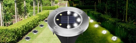 LAMPKA OGRODOWA SOLARNA DYSK LED WBIJANA NAJAZDOWA GRUNTOWE LAMPY DYSKI Fortrade