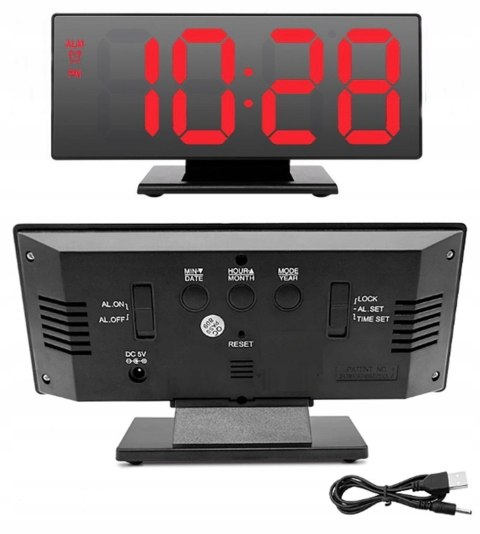 Zegar budzik led lustro Fortrade