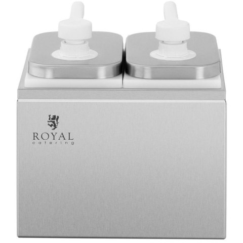 Dyspenser dozownik podwójny do sosów z pompką ze stali nierdzewnej 2 x 2 l Royal catering