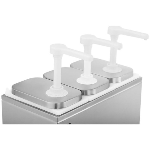Dyspenser dozownik potrójny do sosów z pompką ze stali nierdzewnej 3 x 2 l Royal catering