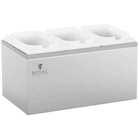 Dyspenser dozownik potrójny do sosów z pompką ze stali nierdzewnej 3 x 2 l Royal catering