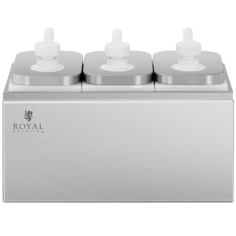 Dyspenser dozownik potrójny do sosów z pompką ze stali nierdzewnej 3 x 2 l Royal catering