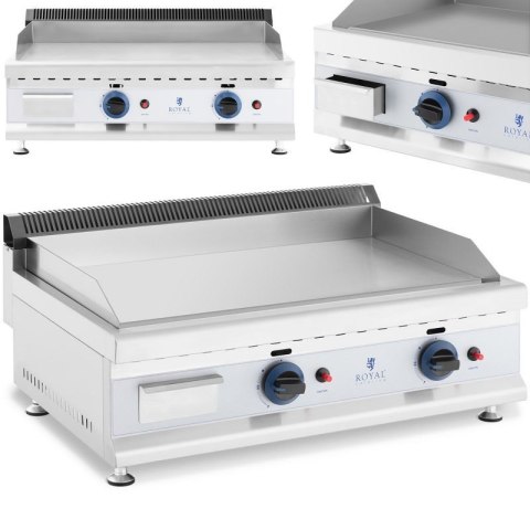 Grill gazowy podwójny gładki nastawny nierdzewny na gaz ziemny 2x 3.1 kW 0.02 bar 74.5 x 40 cm Royal catering
