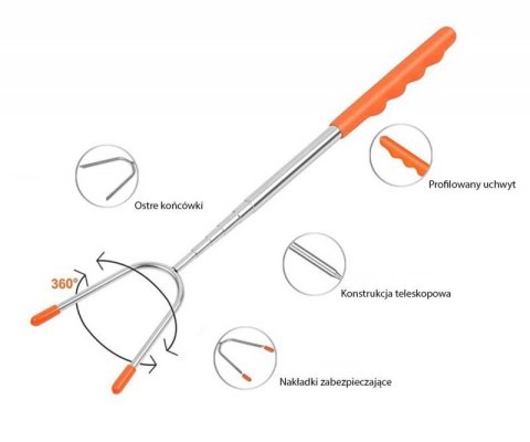 WIDELEC KIJ TELESKOPOWY DO OGNISKA PIECZENIA KIEŁBASEK 4 szt. Alpenburg