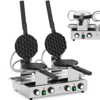 Gofrownica bąbelkowa podwójna do gofrów bubble waffle TEFLON 2 x 1400 W Royal catering