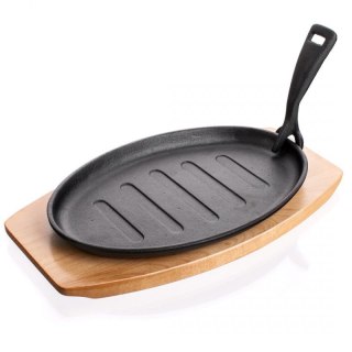 PÓŁMISEK PATELNIA ŻELIWNA GRILLOWA Z DESKĄ BANQUET GRADA Banquet