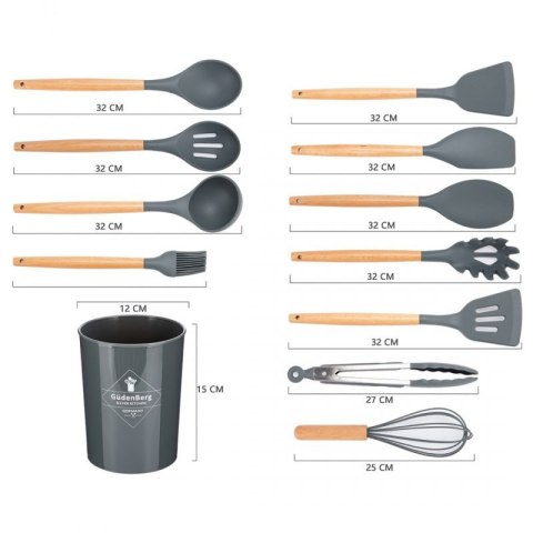 ZESTAW 12 PRZYBORÓW KUCHENNYCH W STOJAKU E-6289 Elitehoff