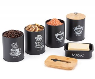 ZESTAW 4 POJEMNIKÓW KUCHENNYCH I MASELNICZKA E-6055 Elitehoff