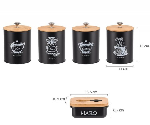 ZESTAW 4 POJEMNIKÓW KUCHENNYCH I MASELNICZKA E-6055 Elitehoff