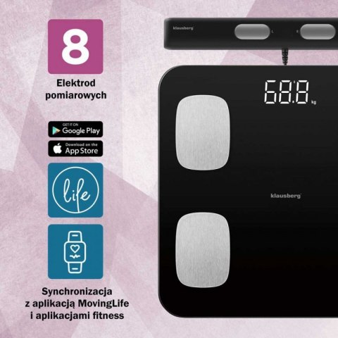 ANALITYCZNA WAGA ŁAZIENKOWA SMART IOS ANDROID KLAUSBERG KB-7852 Klausberg