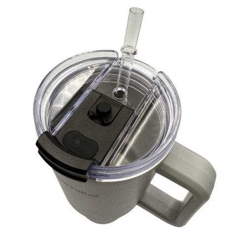 STALOWY KUBEK TERMICZNY TERMOS 1200ml Z RĄCZKĄ I SŁOMKĄ KM-2173 Kamille